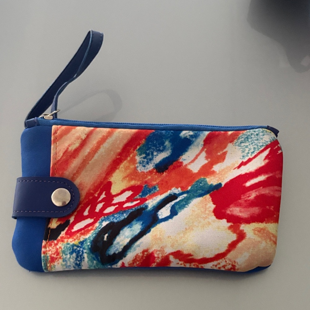 Colorful Abstract Clutch with Wrist Strap